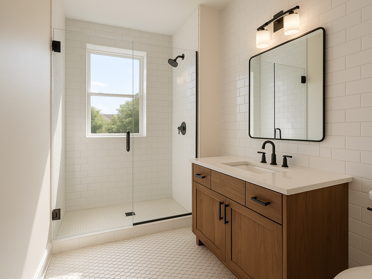 Glass shower suite bathroom remodel in DFW