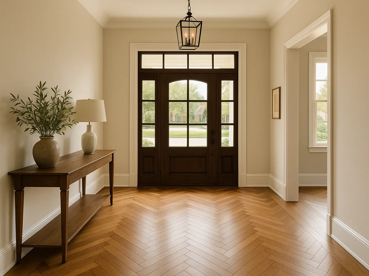 Herringbone entry flooring detail in Dallas-Fort Worth