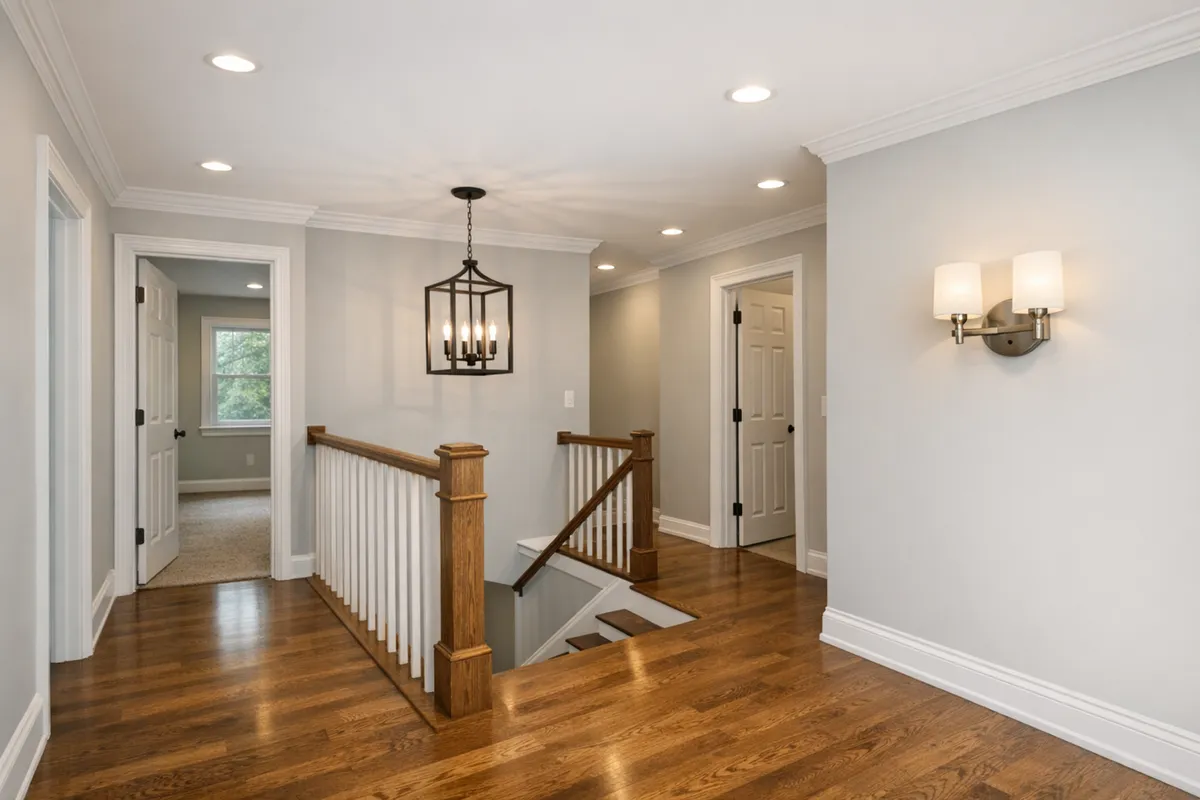 Handyman project with repaired trim and updated hallway finishes in Dallas-Fort Worth