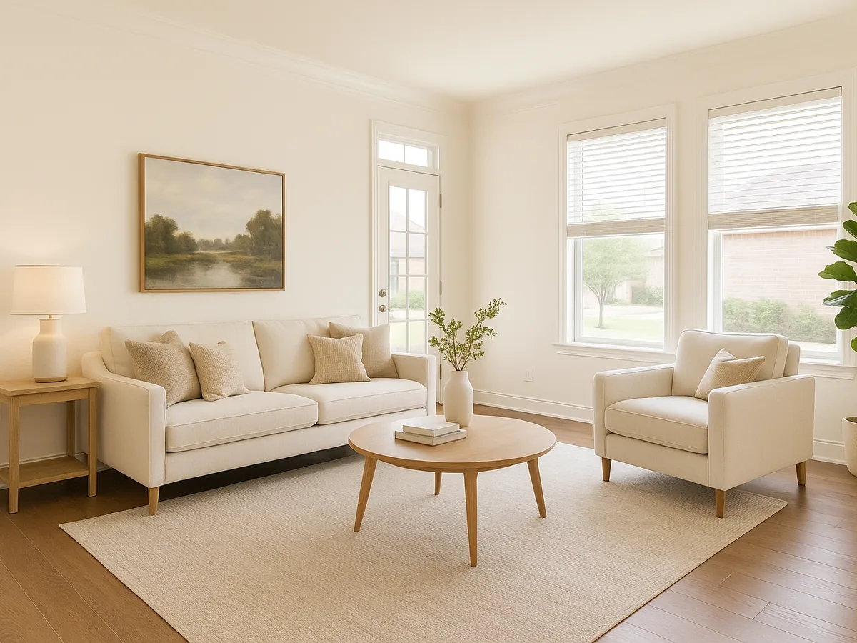 Soft neutral living room repaint in Dallas-Fort Worth