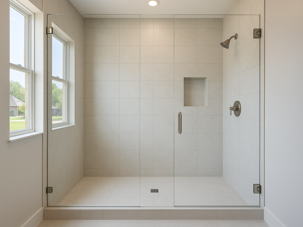 Large-format shower tile installation in Dallas-Fort Worth
