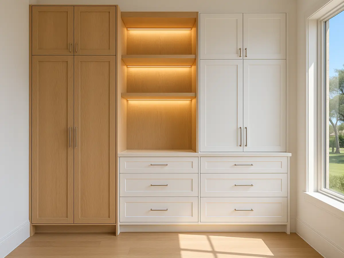 Custom cabinetry with tailored built-ins and premium finishes